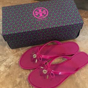 Tory Burch “Saucy Pink”Jelly Bow Thong Sandal